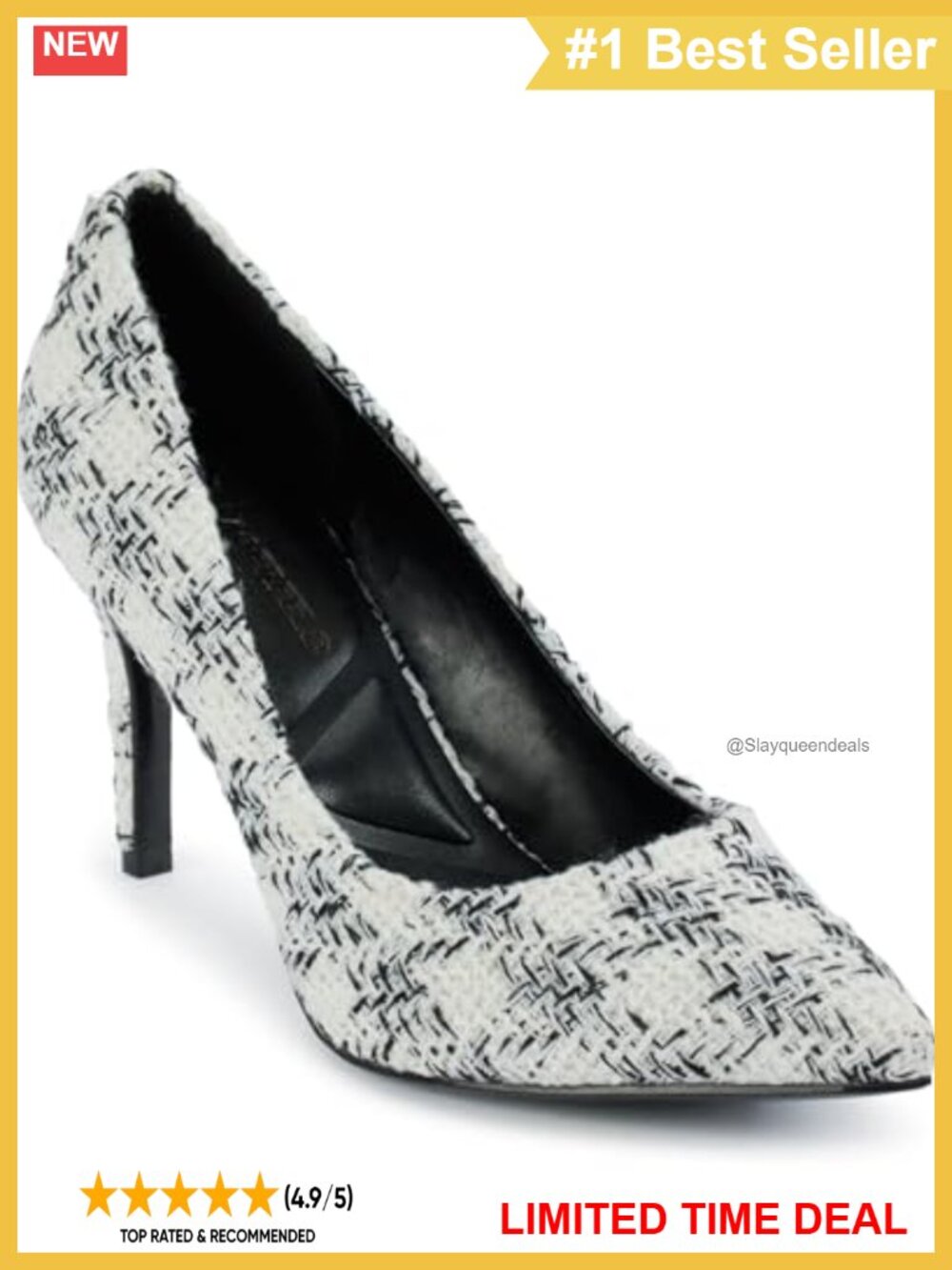 Tweed Pointed Toe High Heel Dress Pump Evening Party